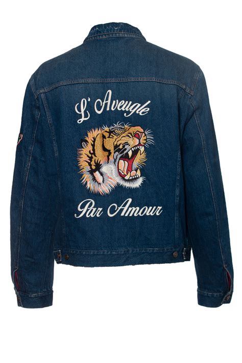 gucci jackets l anveugle por armur|Gucci Gucci Lined L'Aveugle Par Amour Denim Jacket .